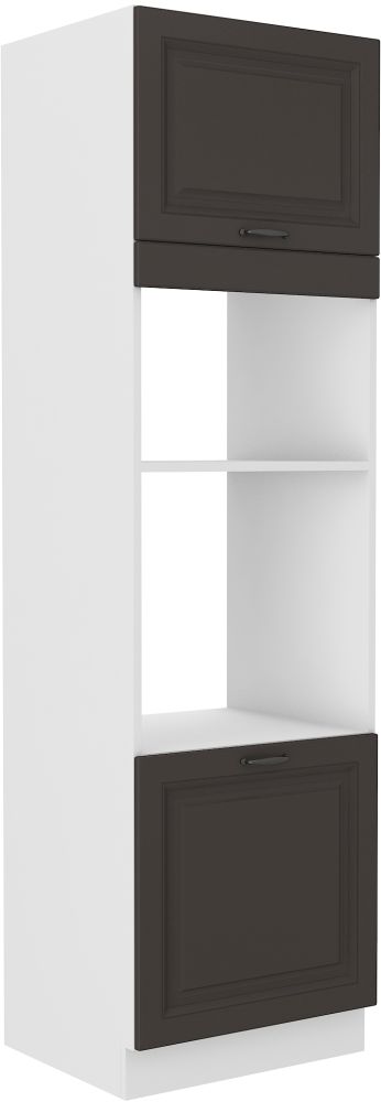 Stillo 60 cm kolonnas skapis ar cepeškrāsni un mikroviļņu krāsni, balts/grafīts, DPM-210 2F