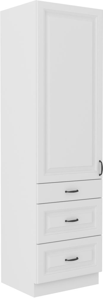 Stillo 60 cm kolonnas pieliekamais skapis ar atvilktnēm, balts, DKS-210 3S 1F