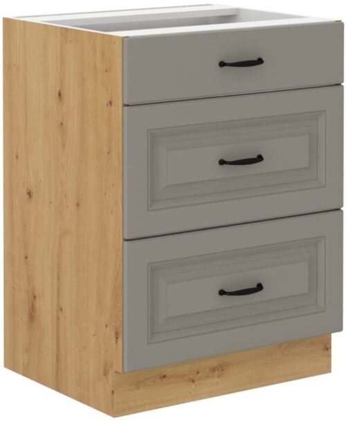 Apakšējais skapītis 60 cm ar atvilktnēm Stillo artisan/māla pelēks 60 D 3S BB