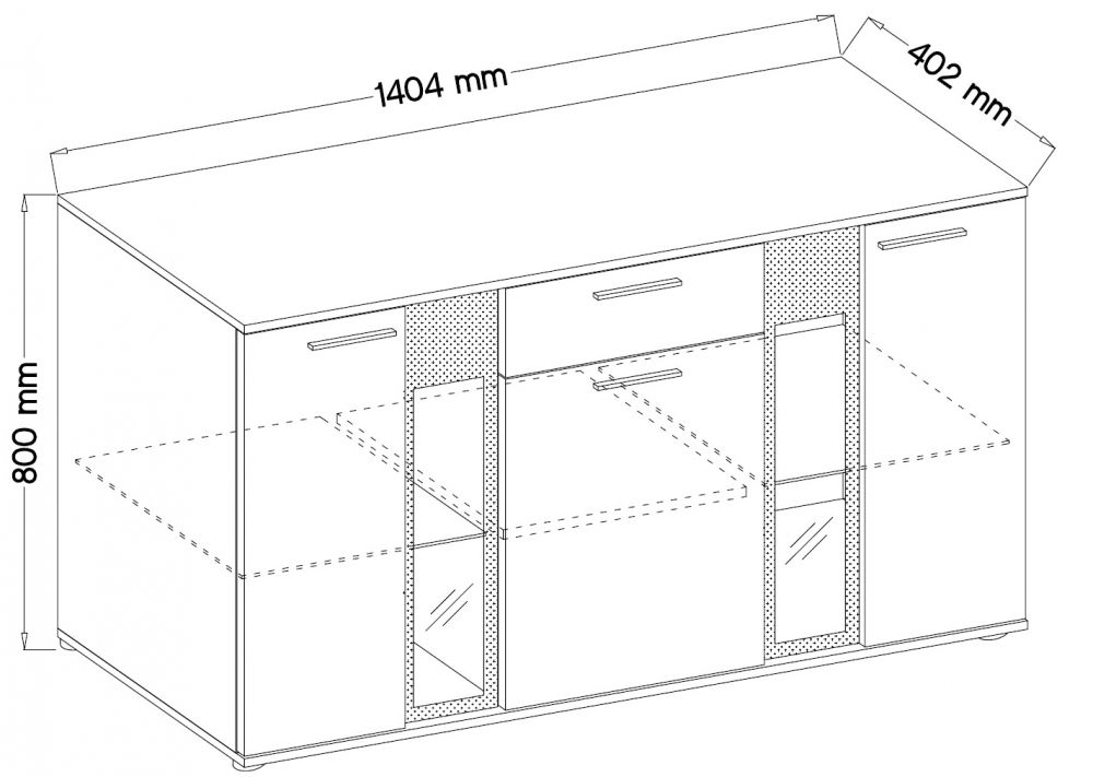 Salsa MDF kumode, balta/audums - IZPĀRDOŠANA — 5 attēls