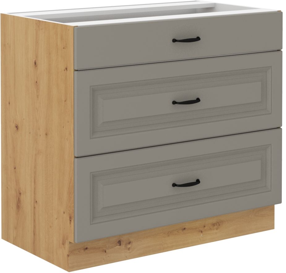 Apakšējais skapītis 80 cm ar atvilktnēm Stillo artisan/māla pelēks 80 D 3S BB