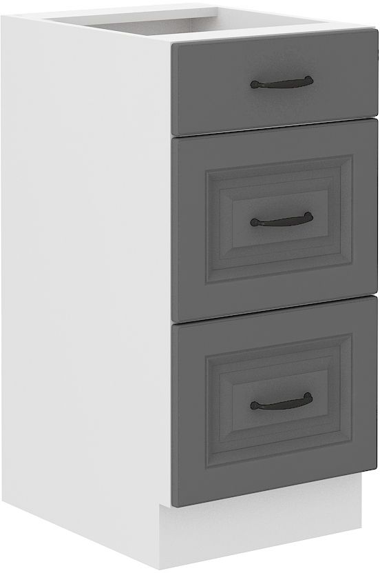 Apakšējais skapītis 40 cm ar atvilktnēm Stillo balts/pelēks 40 D 3S BB