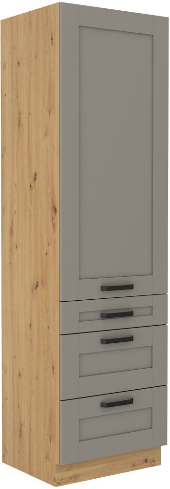 Luna artisan/claygrey 60 DKS-210 3S 1F kolonnas skapis ar atvilktnēm, 60 cm