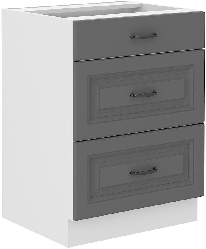 Apakšējais skapis 60 cm ar atvilktnēm Stillo balts/pelēks 60 D 3S BB