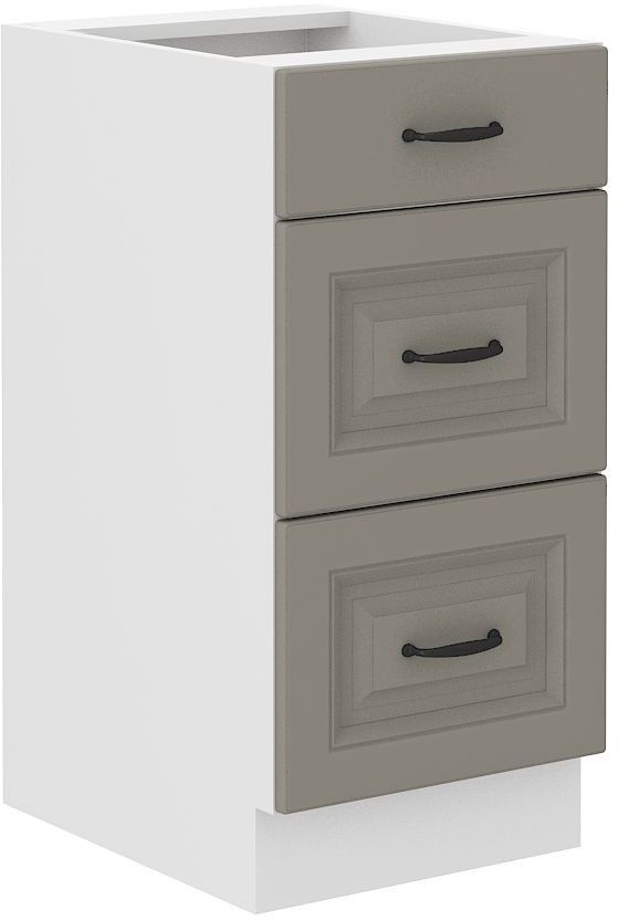Apakšējais skapītis 40 cm ar atvilktnēm Stillo balts/māla pelēks 40 D 3S BB
