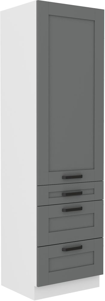 Luna balts/putekļaini pelēks 60 cm pieliekamais skapis ar atvilktnēm DKS-210 3S 1F