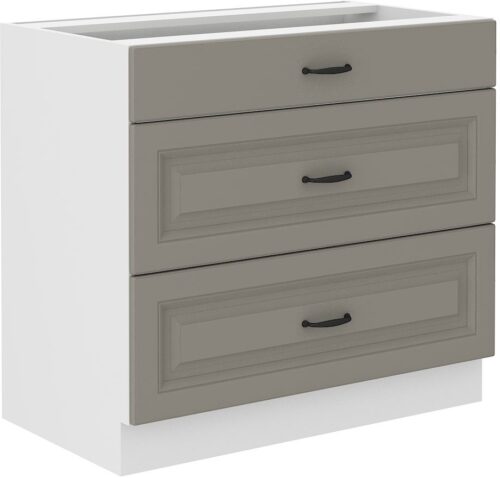 Apakšējais skapis 80 cm ar atvilktnēm Stillo balts/māla pelēks 80 D 3S BB