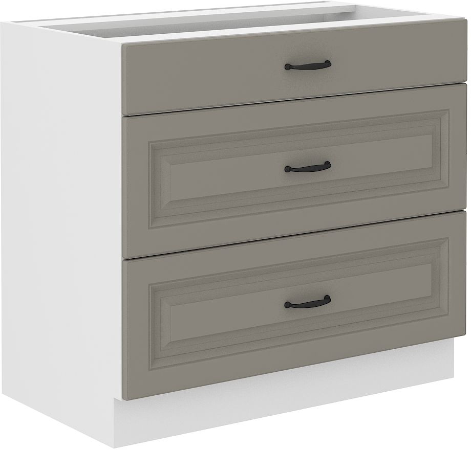 Apakšējais skapis 80 cm ar atvilktnēm Stillo balts/māla pelēks 80 D 3S BB