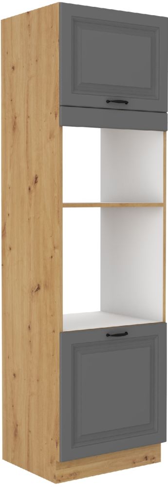 Stillo artisan/dustgrey 60 DPM-210 2F 60 cm kolonnas skapis ar cepeškrāsni un mikroviļņu krāsni