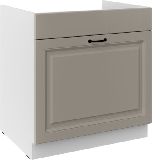 Apakšējais skapītis 80 cm, izlietne, atvilktne, Stillo balts/māla pelēks, 80 ZL, 1S, BB, PREMIUM BOX