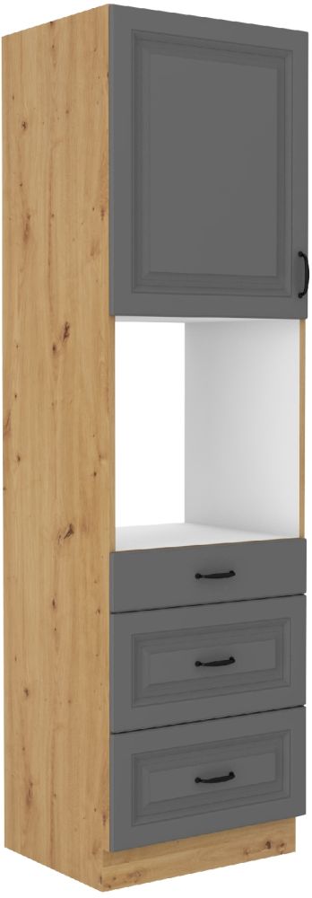 60 cm kolonnas krāsns ar atvilktnēm Stillo artisan/dust grey 60 DPS-210 3S 1F
