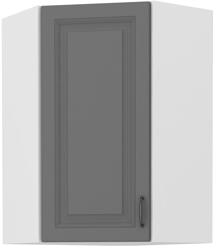 Augšējais stūra skapis 60 cm Stillo balts/pelēks 60x60 GN-90 45 grādi 1F