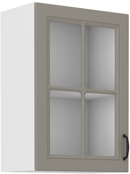 Sienas skapis 40 cm vitrīna Stillo balts/māla pelēks 40 GS-72 1F
