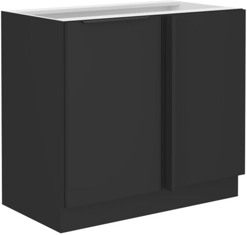 Stūra skapītis apakšā 105/60 cm, melns, matēts, sienas panelis 105 ND 1F BB