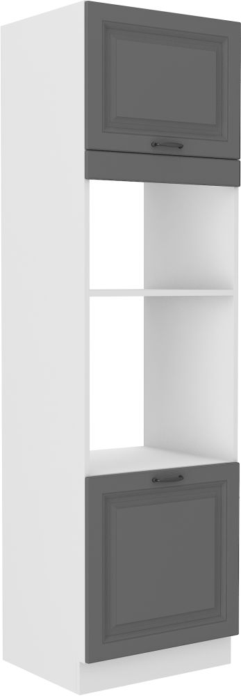 Stillo 60 cm augsts skapis ar cepeškrāsni un mikroviļņu krāsni, balts/pelēks, 60 DPM-210 2F