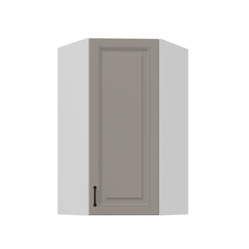 Augšējais stūra skapis 60 cm Stillo balts/māla pelēks 60×60 GN-108 45 grādi 1F