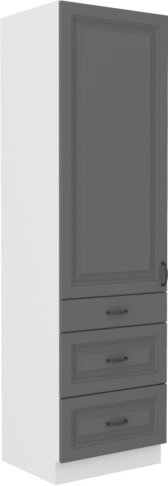 Stillo 60 cm kolonnas pieliekamā skapis ar atvilktnēm, balts/putekļaini pelēks, DKS-210 3S 1F