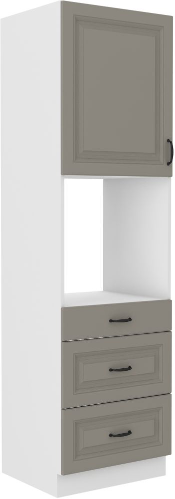 Stillo 60 cm kolonnas krāsns ar skapi un atvilktnēm, balta/māla pelēka, 60 DPS-210 3S 1F
