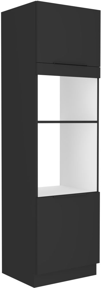 60 cm kolonnas skapis ar cepeškrāsni un mikroviļņu krāsni “Siena” matēti melns 60 DPM-210 2F