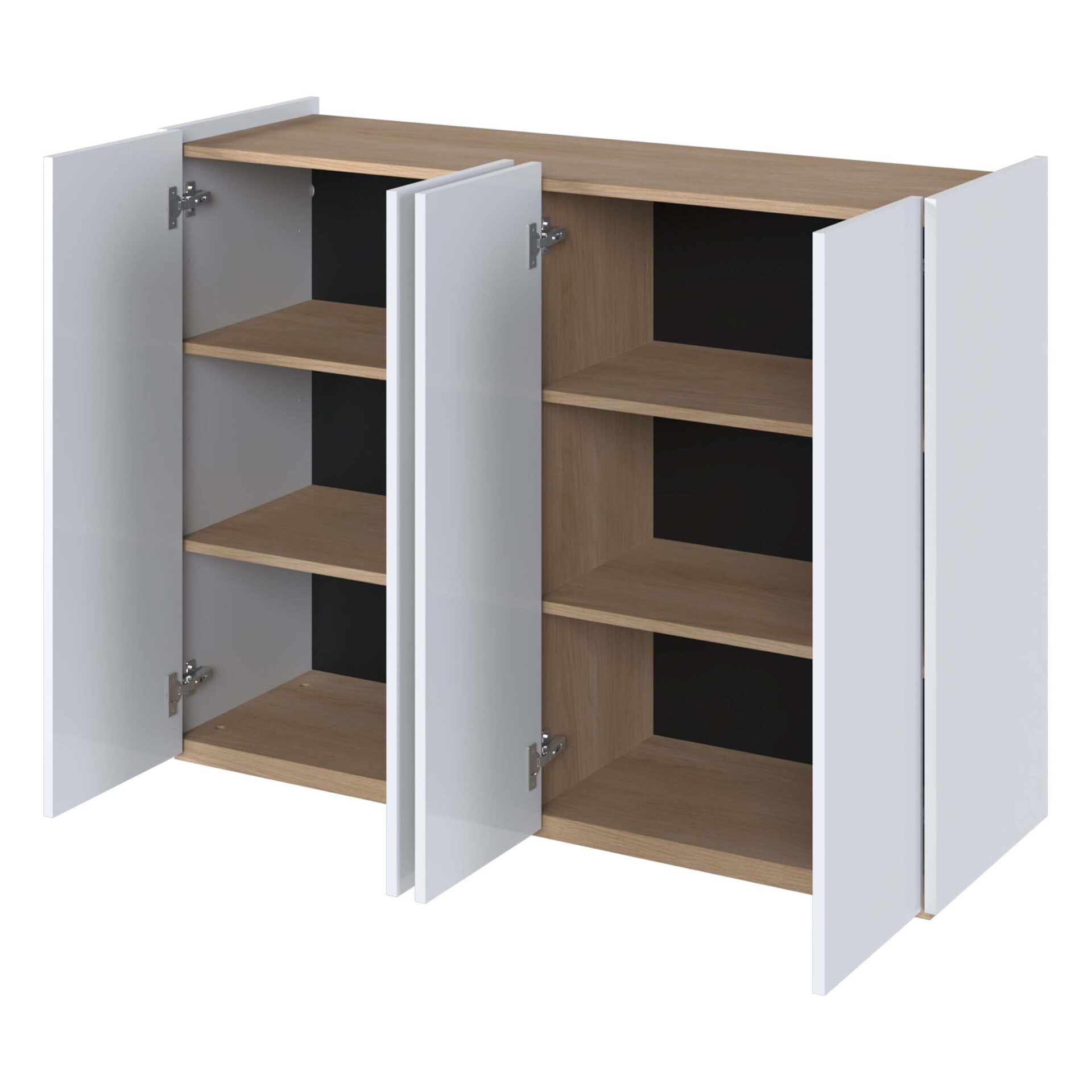 EASY EA-02 kumode ar apgaismojumu, spīdīgi balta/skandināvu ozols — 3 attēls