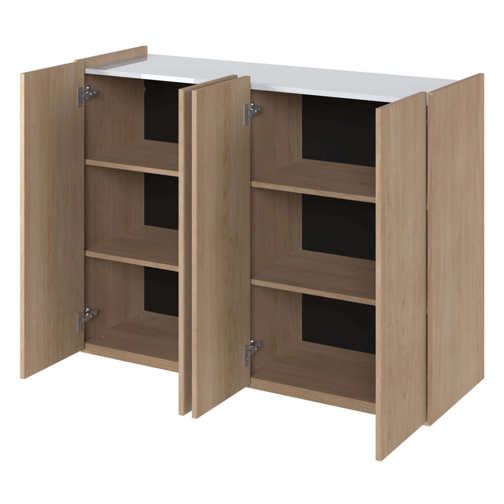 EASY EA-02 kumode ar apgaismojumu, skandināvu ozolkoka krāsa / spīdīgi balta krāsa — 4 attēls