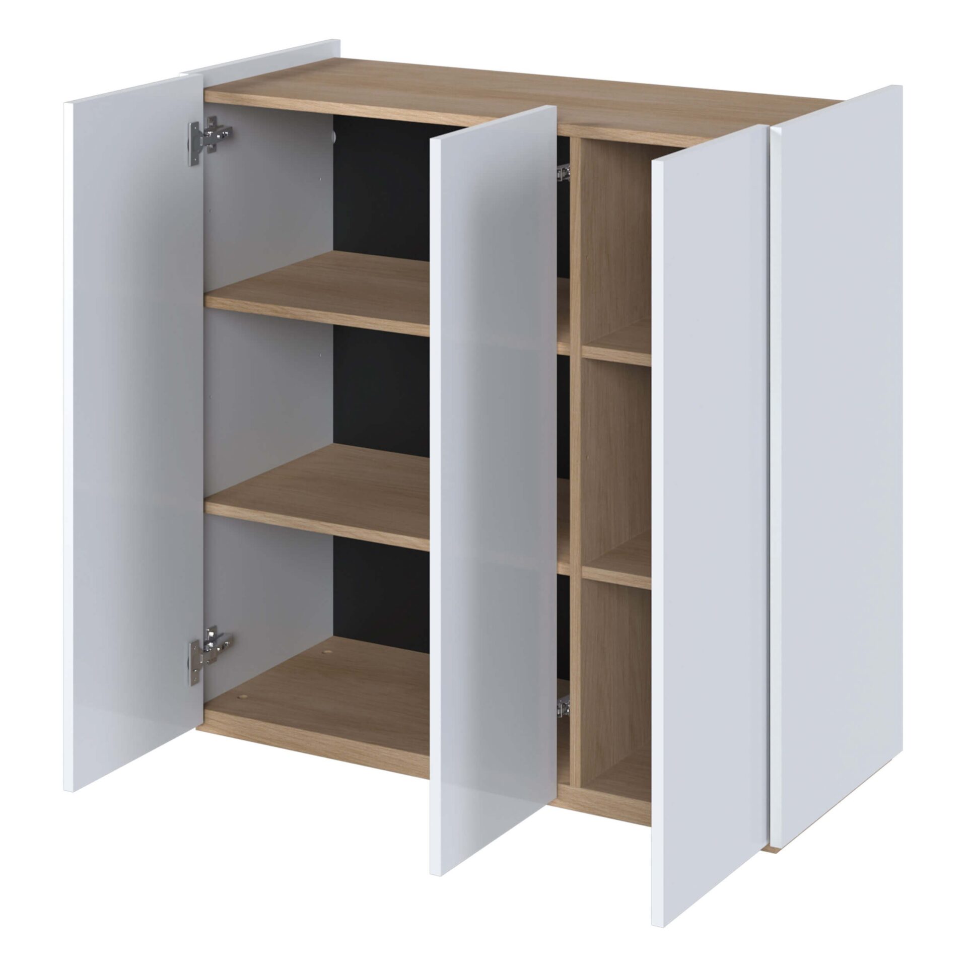 EASY EA-03 kumode ar apgaismojumu, spīdīgi balta/skandināvu ozols — 4 attēls