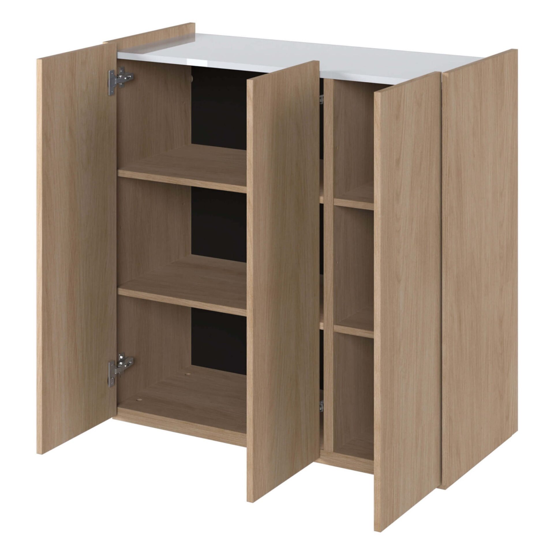 EASY EA-03 kumode ar apgaismojumu, skandināvu ozolkoka krāsa / spīdīgi balta krāsa — 4 attēls
