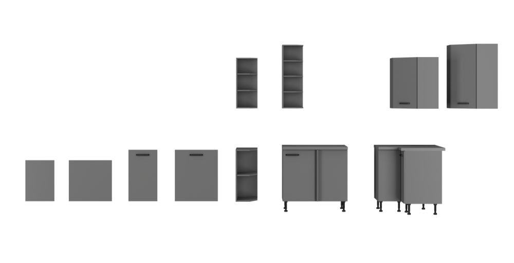 Nessa stūra virtuves mēbeļu komplekts 250/370 cm — 7 attēls