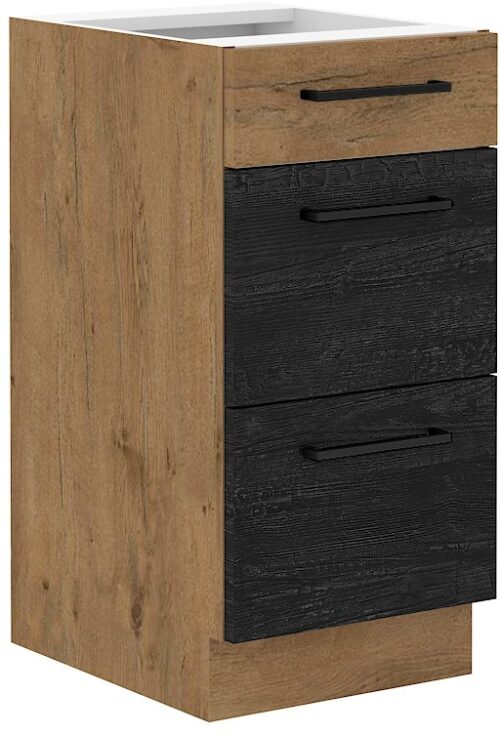 Pamata skapis 40 cm atvilktnes Quadro 40 D 3S BB Vigo Dark