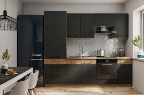 Virtuves mēbeles Vigo 240 cm, tumša