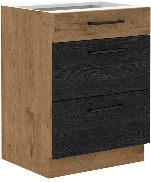 Apakšējais skapis 60 cm ar atvilktnēm Premium Box 60 D 3S BB Vigo Dark