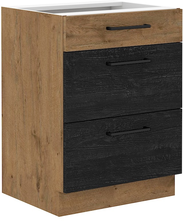 Apakšējais skapis 60 cm ar atvilktnēm Premium Box 60 D 3S BB Vigo Dark