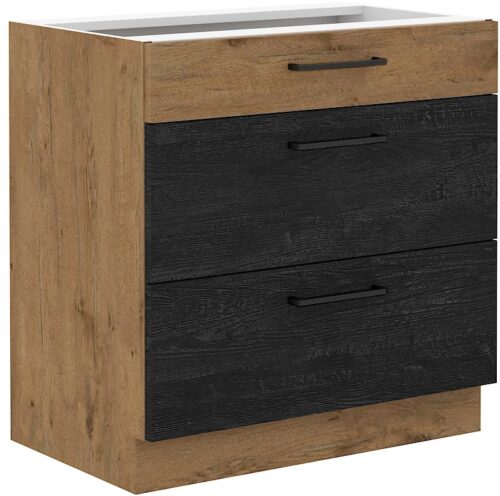 Apakšējais skapis 80 cm ar atvilktnēm Premium Box 80 D 3S BB Vigo Dark