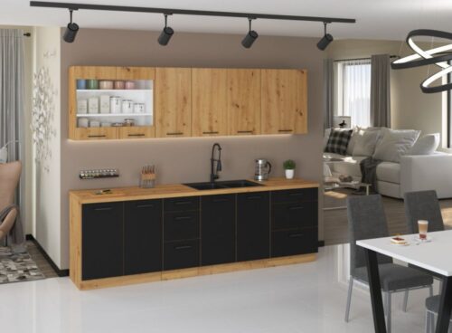 Loft stila virtuve ar 260 cm Modena vitrīnu