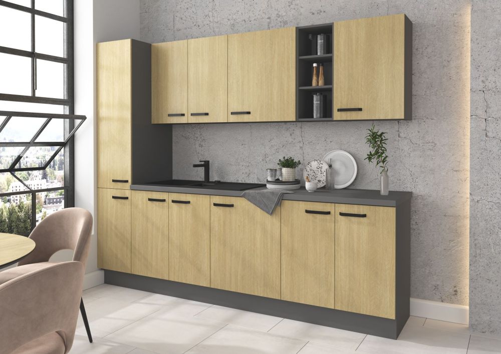 Virtuves mēbeļu komplekts 260 cm, skandināvu raksts, skujiņas raksts