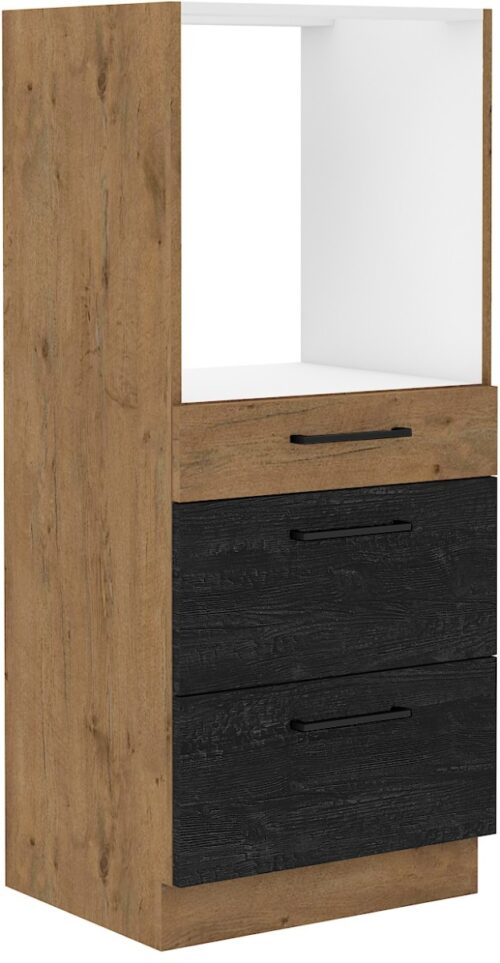 60 cm augsta cepeškrāsns skapis, 60 atvilktnes DPS-145 3S BB Vigo Dark