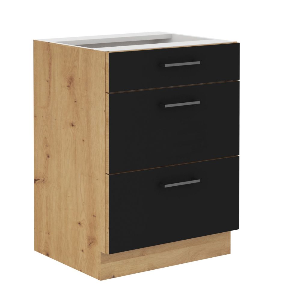 Apakšējais skapis 60 cm ar atvilktnēm Modena 60 D 3S BB Quadro