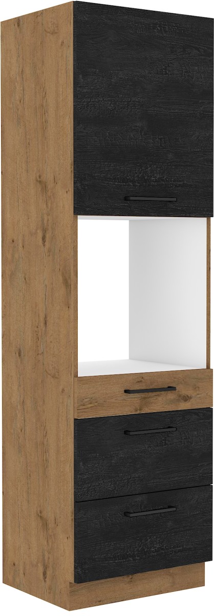 60 cm kolonnas skapis ar atvilktnēm 60 DPS-210 3S 1F Vigo Dark