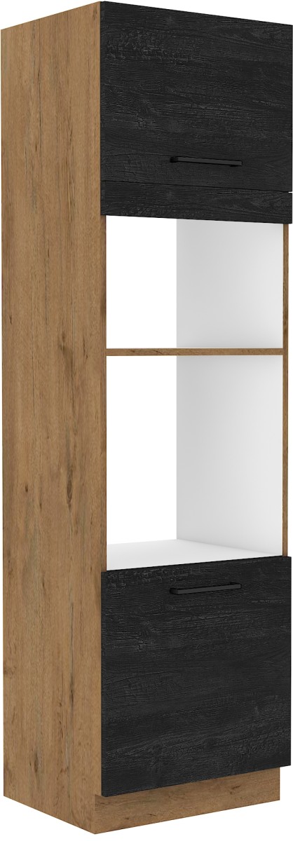 60 cm kolonnas skapis ar cepeškrāsni un mikroviļņu krāsni 60 DPM-210 2F Vigo Dark