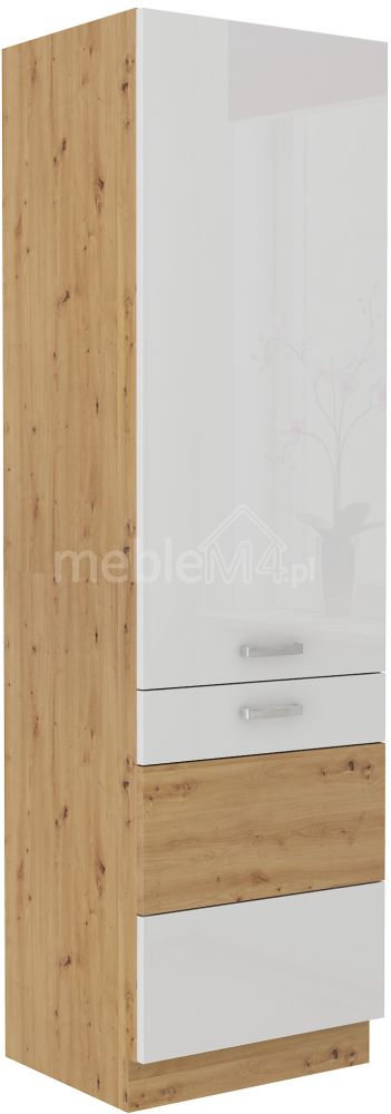 Artisan balts, spīdīgs ledusskapja skapis 60 LO-210 2F
