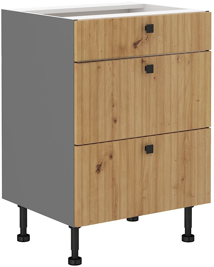 Apakšējais skapis 60 cm ar atvilktnēm Ava 60D 3S BB