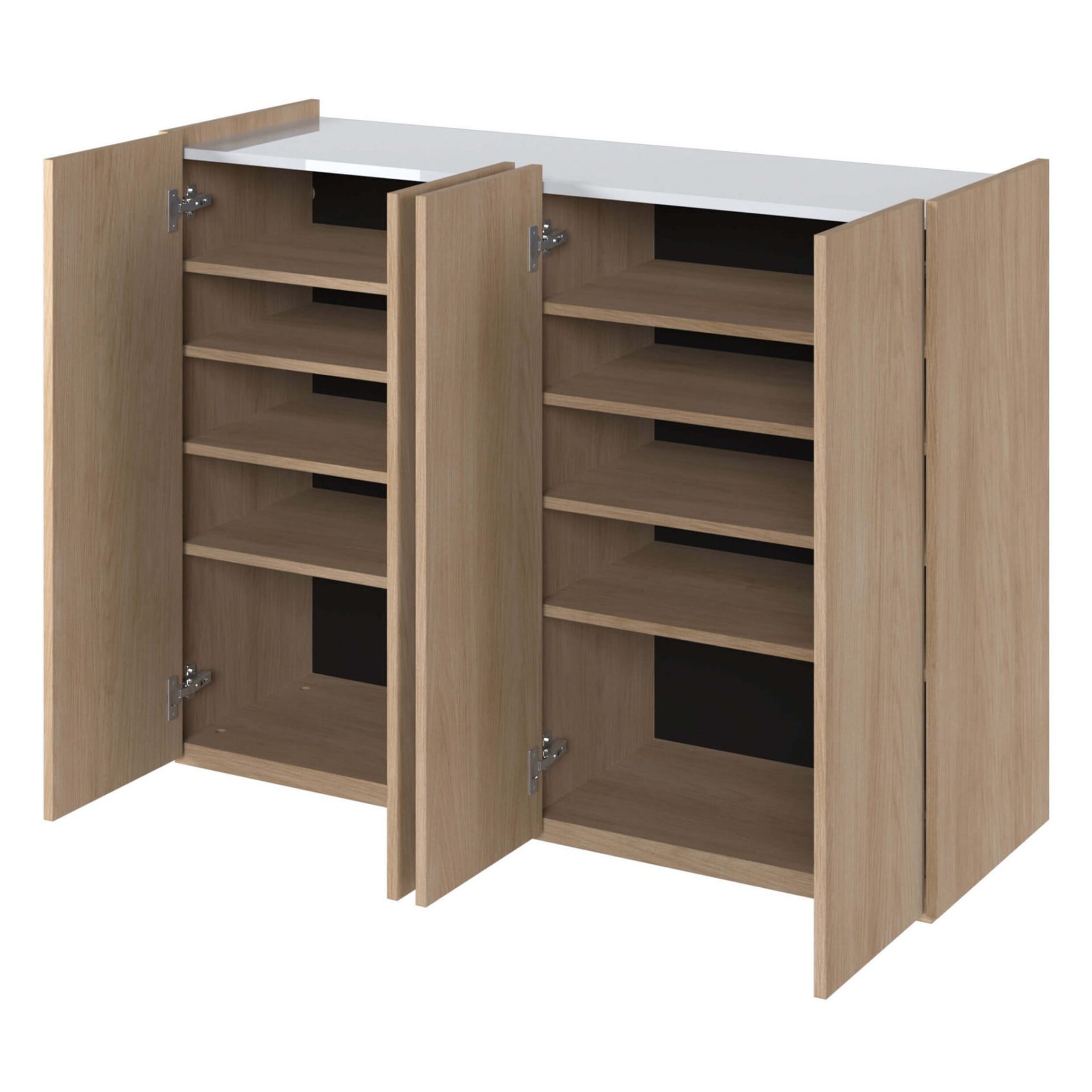 EASY EA-02 kumode ar apgaismojumu, skandināvu ozolkoka krāsa / spīdīgi balta krāsa — 6 attēls