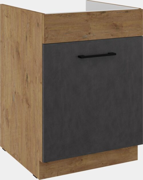 Apakšējais skapītis 60 cm, izlietne, atvilktne, Vigo grafīta matēta krāsa, 60 ZL 1S BB PREMIUM BOX