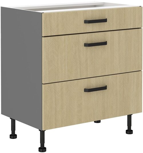 Apakšējais skapītis 80 cm, atvilktnes, skandināvu “siļķu kaula” raksts, 80D 3S BB