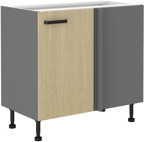 Stūra skapītis ar pamatni 105/60 cm, skandināvu rakstu “siļķu kaula” raksts, 105 ND 1F BB