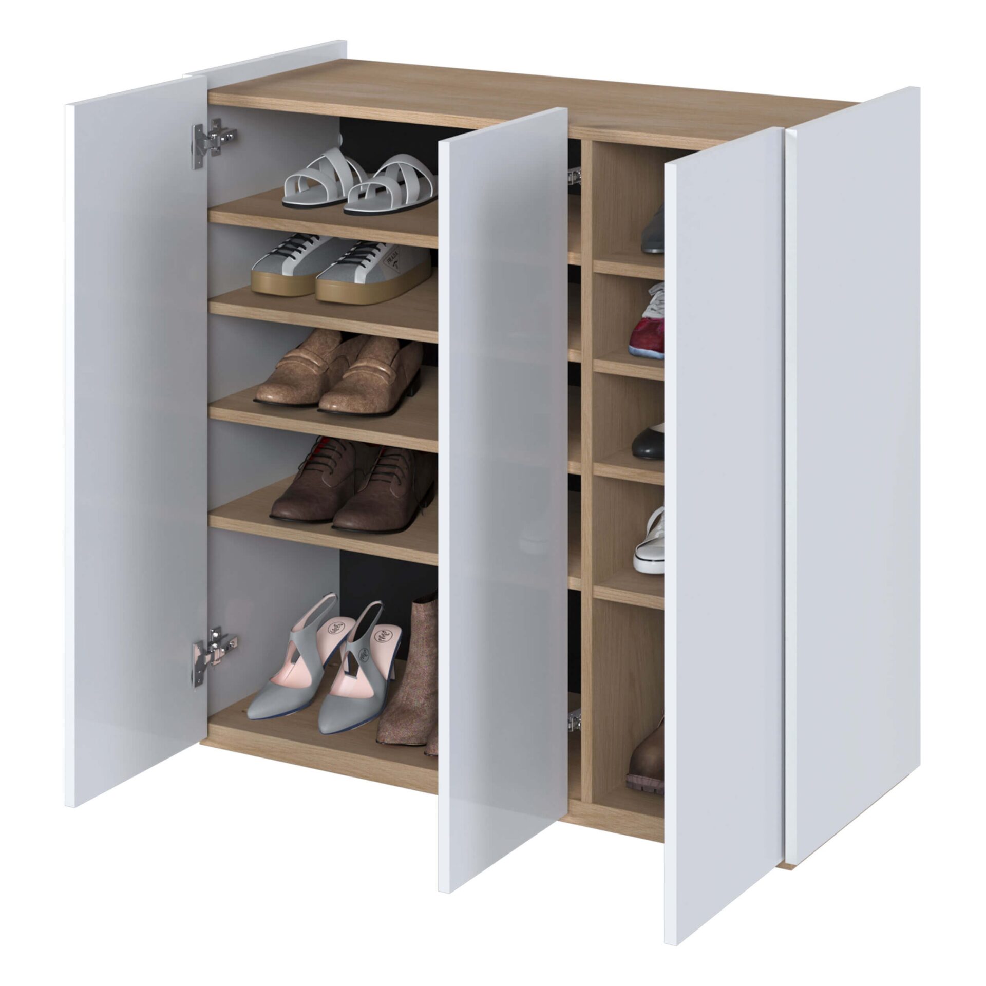 EASY EA-03 kumode ar apgaismojumu, spīdīgi balta/skandināvu ozols — 7 attēls