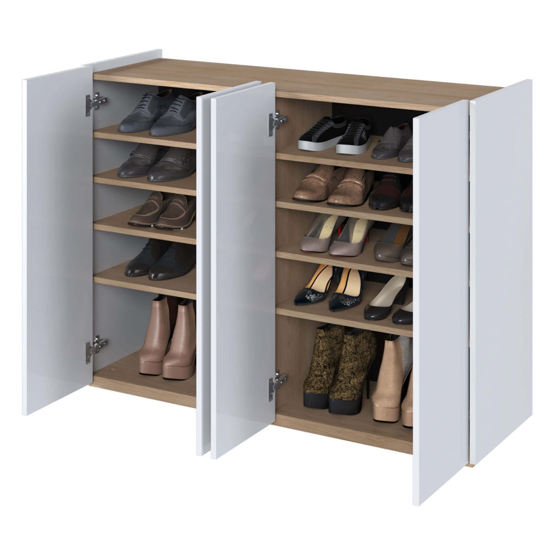 EASY EA-02 kumode ar apgaismojumu, spīdīgi balta/skandināvu ozols — 6 attēls