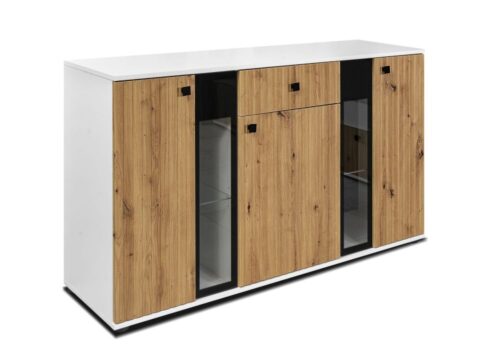 Salsa MDF kumode, Artisan ozols/balta – IZPĀRDOŠANA