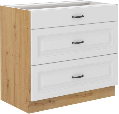 Apakšējais skapis 80 cm ar atvilktnēm Stillo artisan/balts 80 D 3S BB