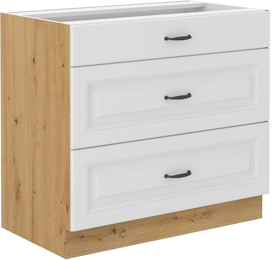 Apakšējais skapis 80 cm ar atvilktnēm Stillo artisan/balts 80 D 3S BB